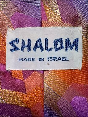 70s Shalom Israel mid century Orange & Purple Men's Silk Tie
